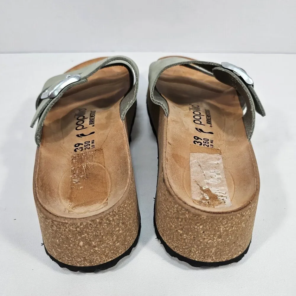 Papillio by Birkenstock Almina Platform Sandals Pure Sage Leather EU 39 US L8 M6
